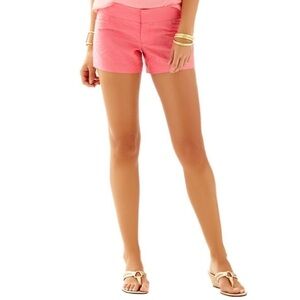Lilly Pulitzer Women’s Flamingo Pink Jungle Leaf Jacquard Ellie Shorts Size 00